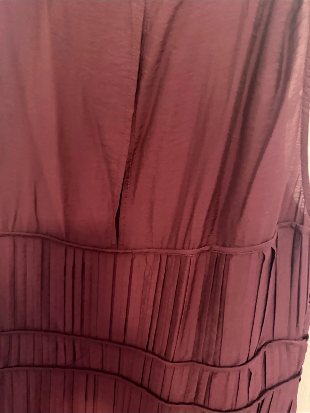 H&M Sleeveless Burgundy Maxi Dress with Pleated Panels